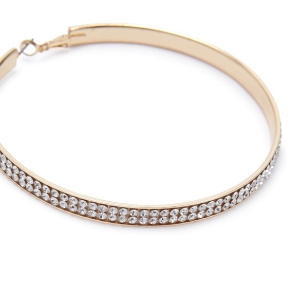 Oversized Rhinestone Hoop Earrings - Picture 2 of 3